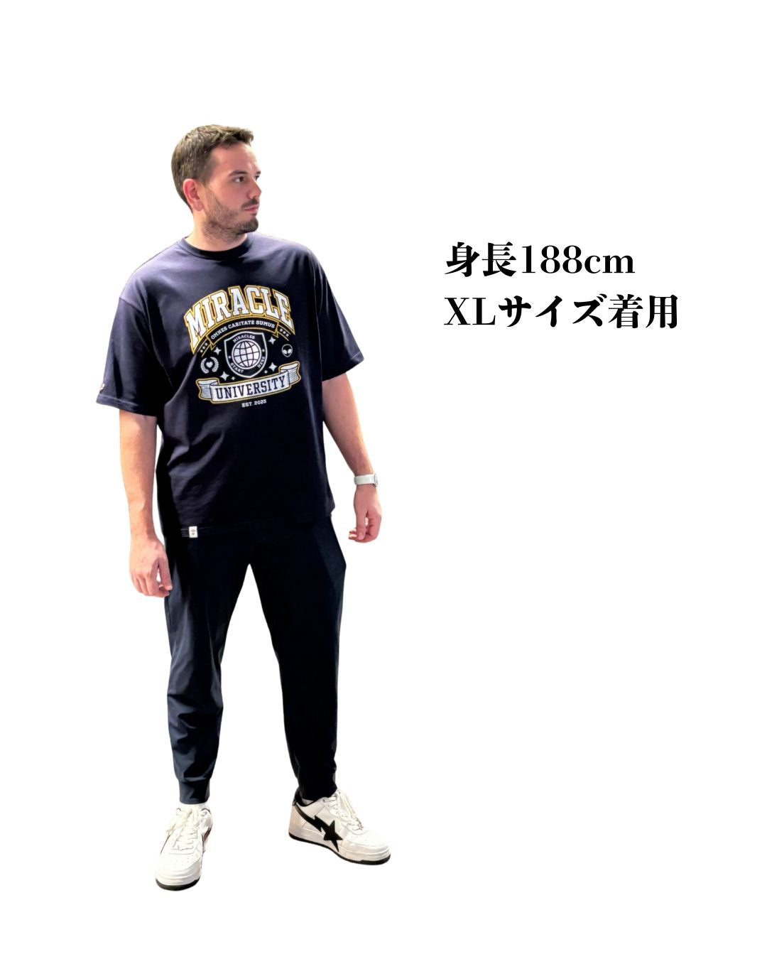 MIRACLE UNIVERSITY ロゴプリントTシャツ （ロング丈）(メンズ)